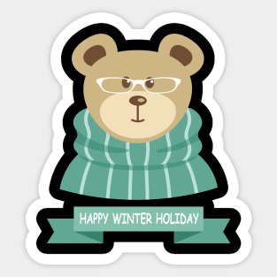 Happy Winter Holiday Bear Sticker